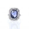 Vintage ring in white gold, no heat Ceylan sapphire and diamonds - 360 thumbnail