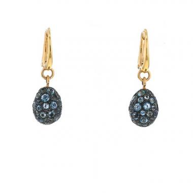 Paire de boucles d'oreilles Pomellato Tabou en or rose,  argent et topaze bleue