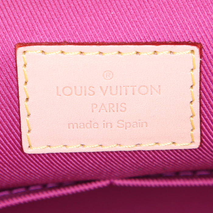 Borsa a tracolla Louis Vuitton Cluny in tela monogram marrone e pelle naturale - Detail D4