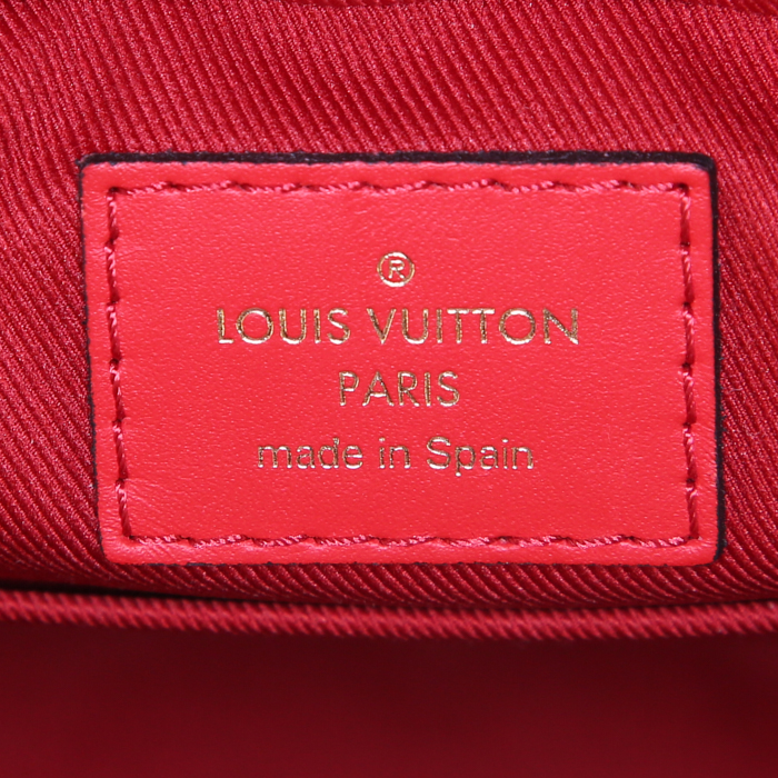 Bolso bandolera Louis Vuitton Saintonge en lona Monogram marrón y cuero rojo - Detail D3