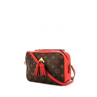 Bolso bandolera Louis Vuitton Saintonge en lona Monogram marrón y cuero rojo