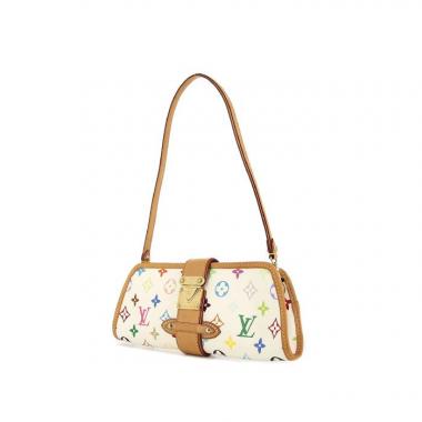 Bolso para llevar al hombro o en la mano Louis Vuitton Shirley Bag en lona Monogram multicolor blanca y cuero natural