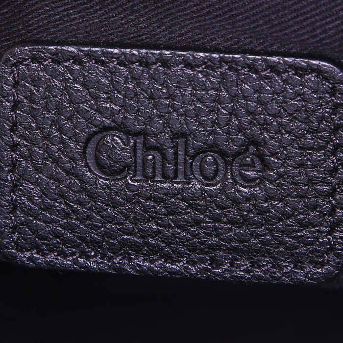 Chloé Paraty handbag in black grained leather - Detail D4