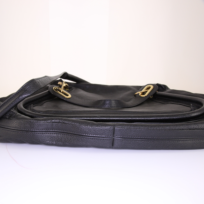 Bolso de mano Chloé Paraty en cuero granulado negro - Detail D5