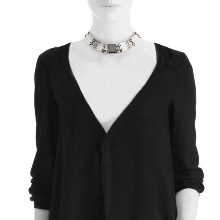 Collier époque années 90 Hermès Mousquetaire en argent - Detail D1