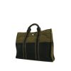 Sac cabas Hermes Toto Bag - Shop Bag en toile vert-kaki et noire - 00pp thumbnail