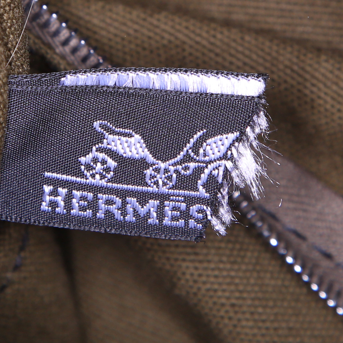 Hermes Toto Bag - Shop Bag shopping bag in khaki and black canvas - Detail D3