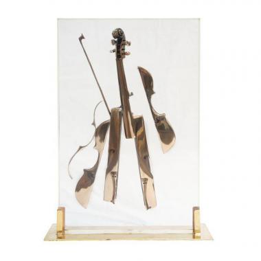 Sculpture "Violon en panne", Fernandez Arman, en bronze et résine, années 1990