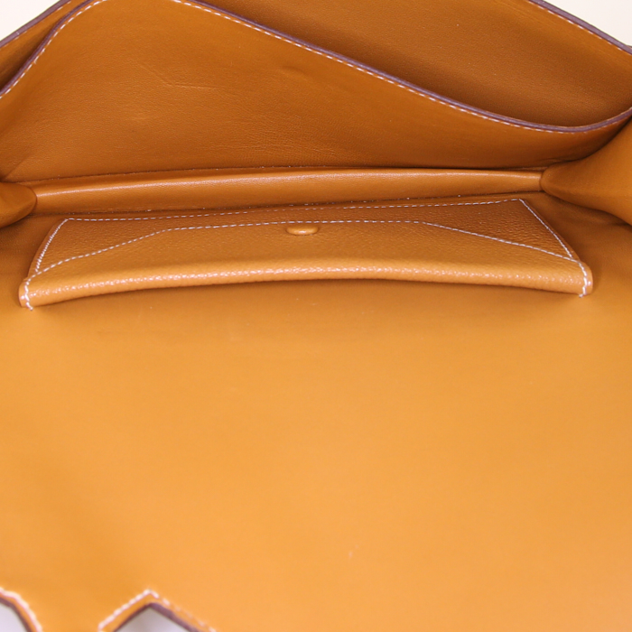 Pochette Hermès Clou De Forge en cuir Mysore gold - Detail D2