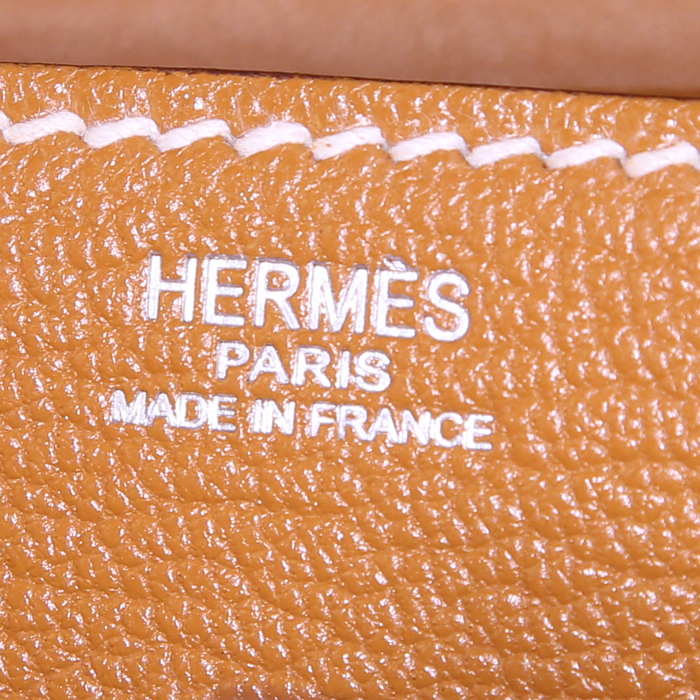 Pochette Hermès Clou De Forge en cuir Mysore gold - Detail D3