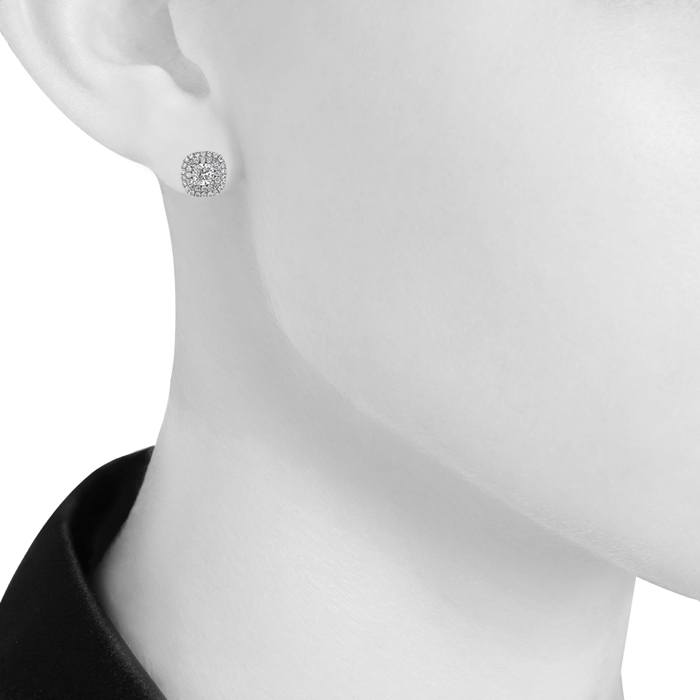 Paire de clous d'oreilles Tiffany 
Co Soleste en platine et diamants - Detail D1