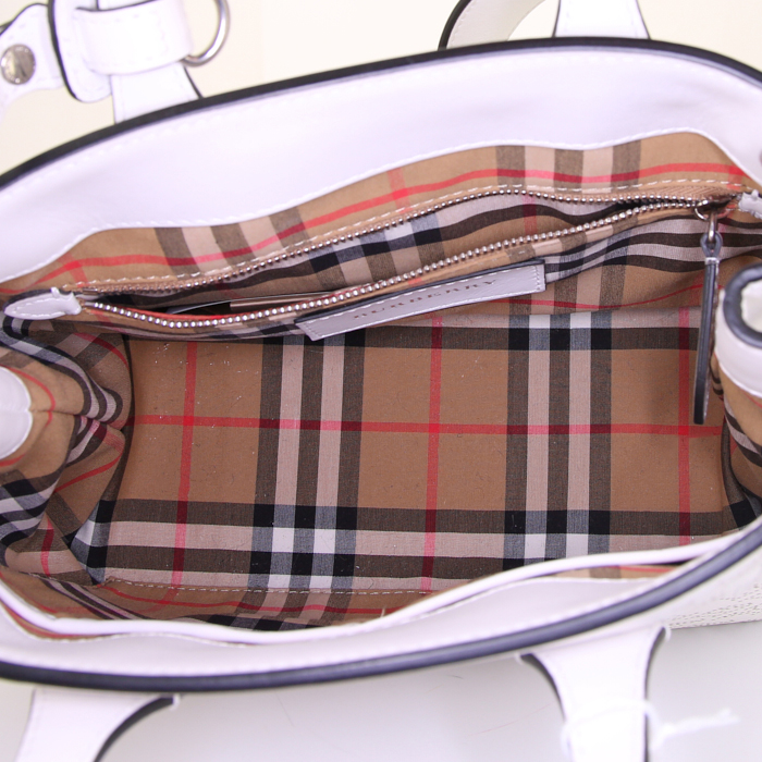 Borsa a tracolla Burberry The Banner modello medio in pelle bianca - Detail D3