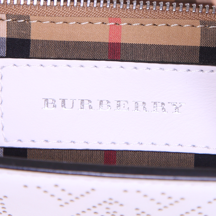 Borsa a tracolla Burberry The Banner modello medio in pelle bianca - Detail D4