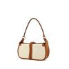 Hermès Rugby shoulder bag in gold Barenia leather and beige canvas - 00pp thumbnail