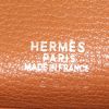 Hermès Rugby shoulder bag in gold Barenia leather and beige canvas - Detail D3 thumbnail
