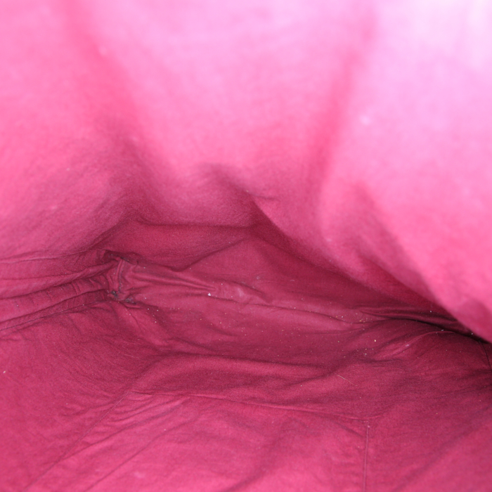 Sac cabas Hermès Amedaba Diago grand modèle en laine bordeaux et cuir grainé bordeaux - Detail D2