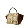 Celine Trapeze medium model handbag in beige python and burgundy suede - 00pp thumbnail