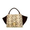 Celine Trapeze medium model handbag in beige python and burgundy suede - 360 thumbnail