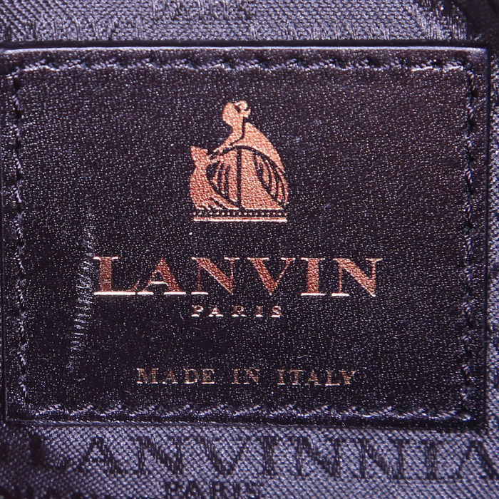 Lanvin Happy handbag in pink quilted leather and brown leather - Detail D3