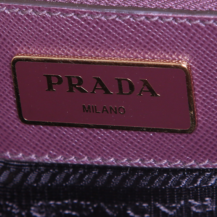 Shopping bag Prada Nylon in tela trapuntata color prugna e pelle color prugna - Detail D4