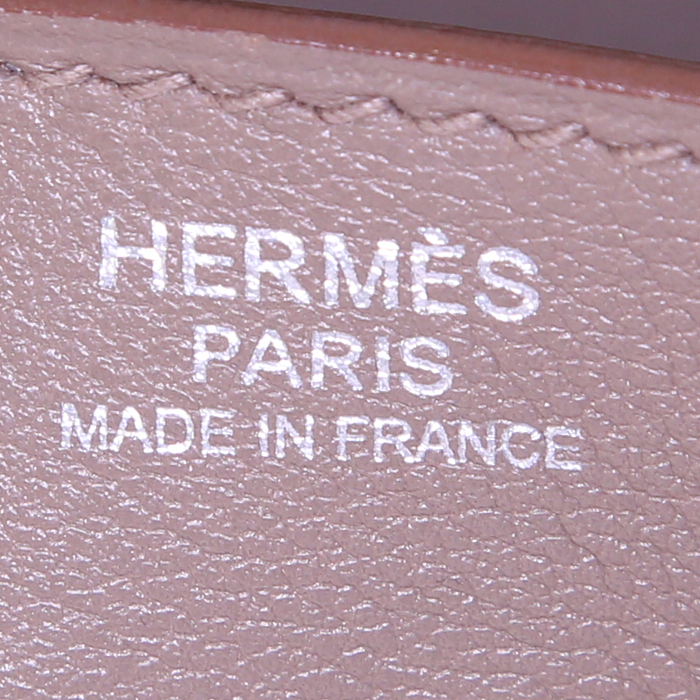 Sac à main Hermes Birkin 30 cm en cuir Swift Argile et étoupe et cuir taurillon clémence rose Jaipur - Detail D3