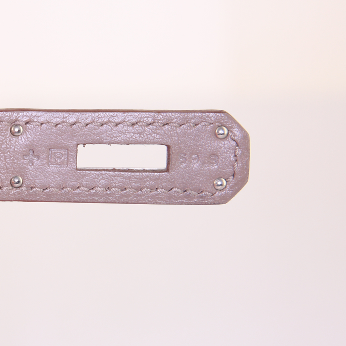 Borsa Hermes Birkin 30 cm in pelle Swift Argile e etoupe e pelle taurillon clemence rosa Jaipur - Detail D4