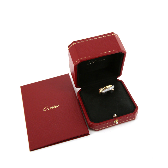 Cartier Trinity medium model ring in 3 golds and diamonds, size 51 - Detail D2