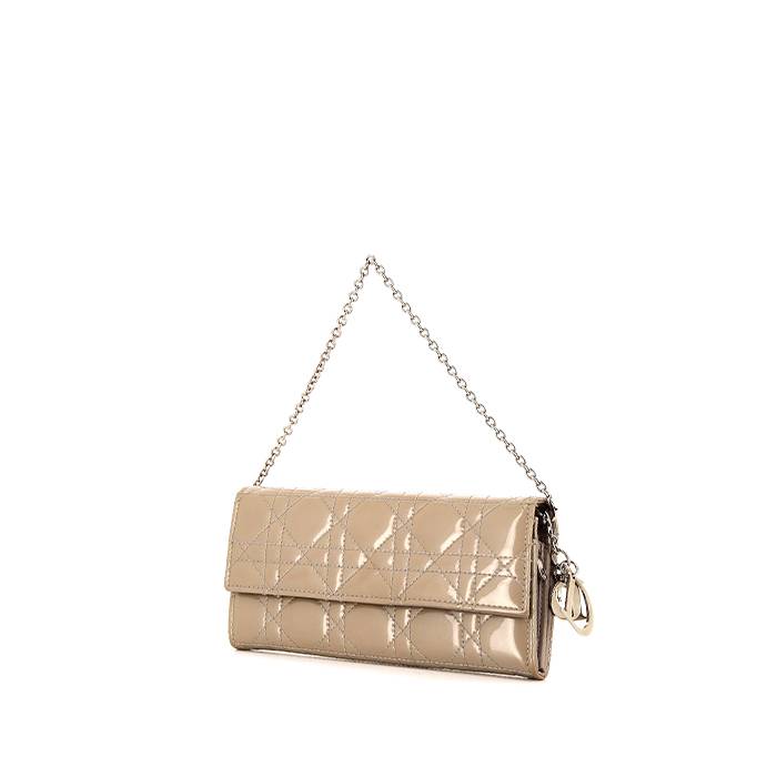 Christian Dior Beige Cannage Quilted Patent Leather Lady Dior