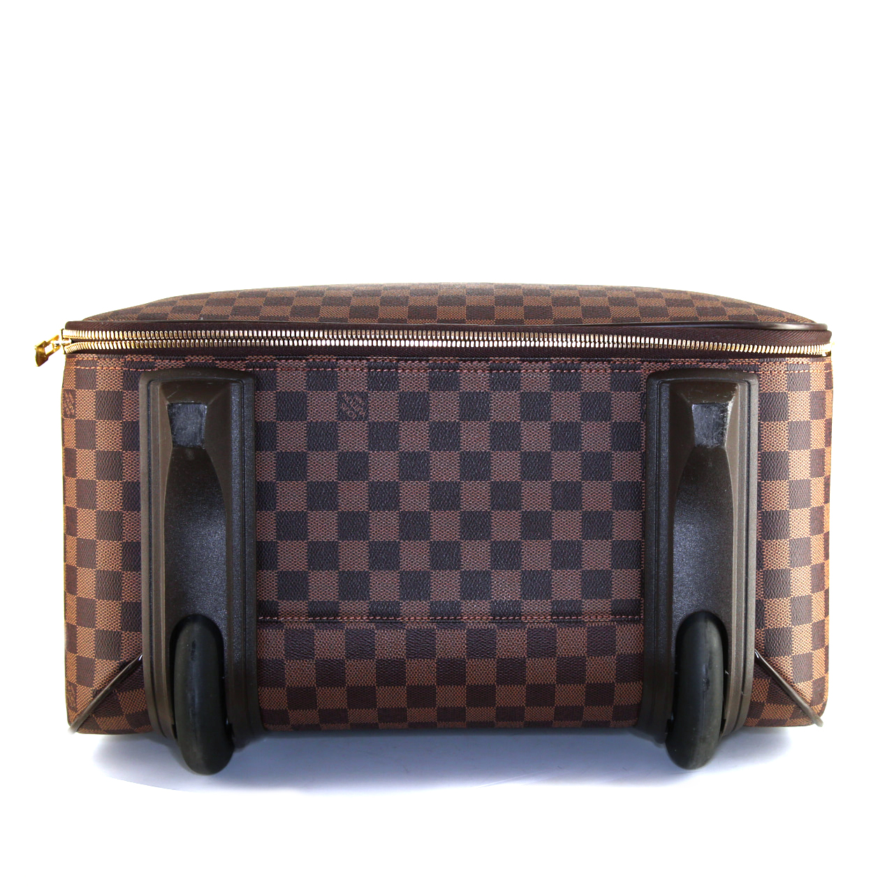 Valise Louis Vuitton Pegase en toile damier enduite et cuir marron - Detail D4