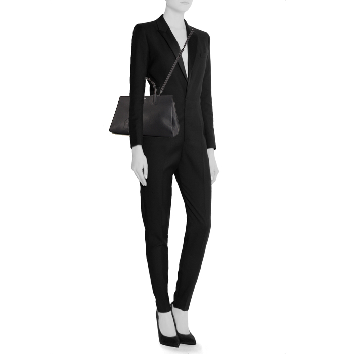 Bolso bandolera Saint Laurent Rive Gauche modelo mediano en cuero granulado azul marino - Detail D2