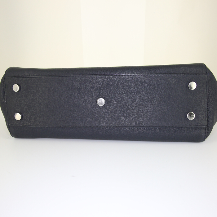 Borsa a tracolla Saint Laurent Rive Gauche modello medio in pelle martellata blu marino - Detail D5