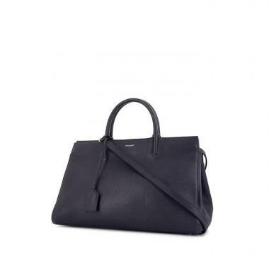 Borsa a tracolla Saint Laurent Rive Gauche modello medio in pelle martellata blu marino