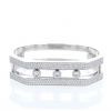 Messika Move Pe cuff bracelet in white gold and diamonds - 360 thumbnail