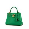 Hermes Kelly 25 cm handbag in green Bamboo Swift leather - 00pp thumbnail
