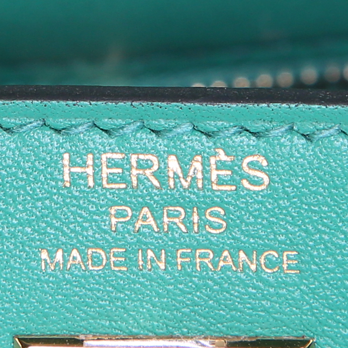 Borsa Hermes Kelly 25 cm in pelle Swift verde Bamboo - Detail D4