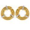 Vintage 1980's earrings in yellow gold,  white gold and diamonds - 00pp thumbnail