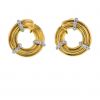 Vintage 1980's earrings in yellow gold,  white gold and diamonds - 360 thumbnail