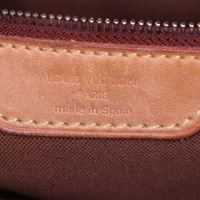 Bolso de mano Louis Vuitton Batignolles en lona Monogram marrón y cuero natural - Detail D3