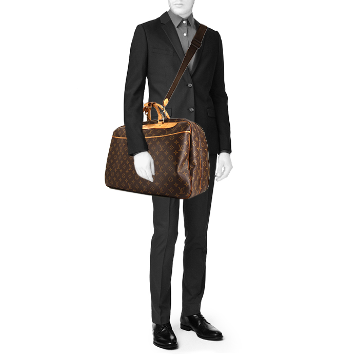 Louis Vuitton Alize travel bag in brown monogram canvas and natural leather - Detail D2