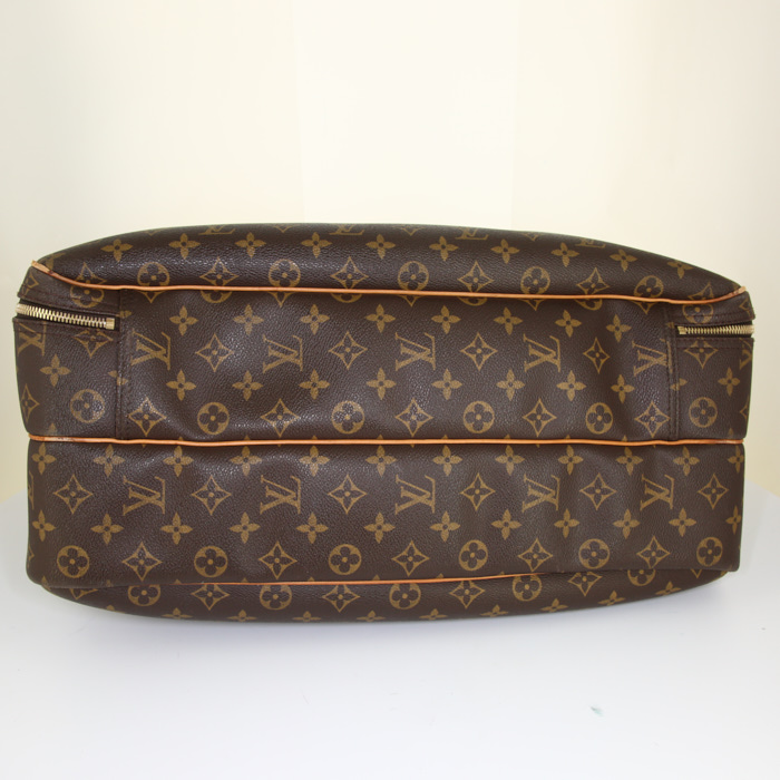 Louis Vuitton Alize travel bag in brown monogram canvas and natural leather - Detail D5