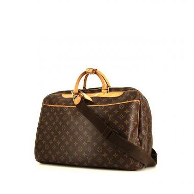 Borsa da viaggio Louis Vuitton Alize in tela monogram marrone e pelle naturale