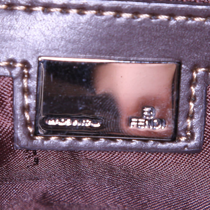 Bolso de mano Fendi Zucca en lona Monogram marrón y cuero marrón - Detail D3