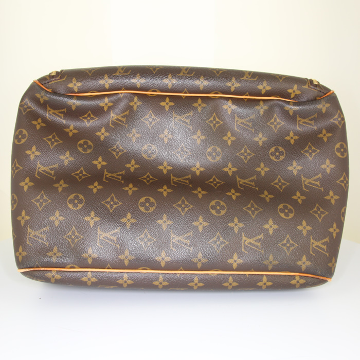 Sac de voyage Louis Vuitton Evasion en toile monogram enduite marron et cuir naturel - Detail D4
