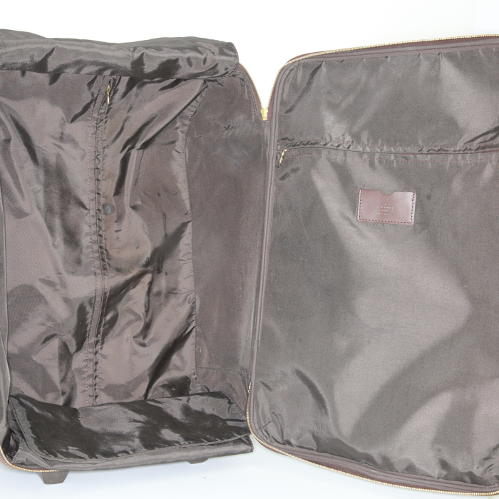 Maleta Louis Vuitton Pegase en lona a cuadros ébano y cuero marrón - Detail D2