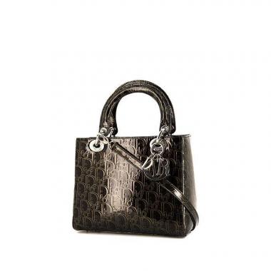 Borsa Dior Lady Dior modello medio in pelle verniciata monogram nera