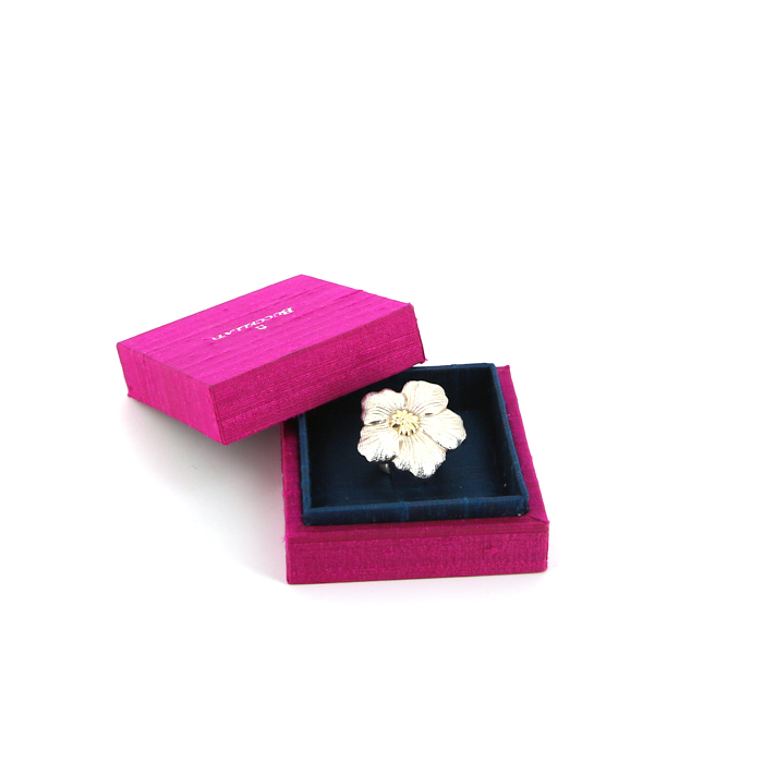 Sortija Buccellati Blossom Gardenia en plata y oro amarillo - Detail D2