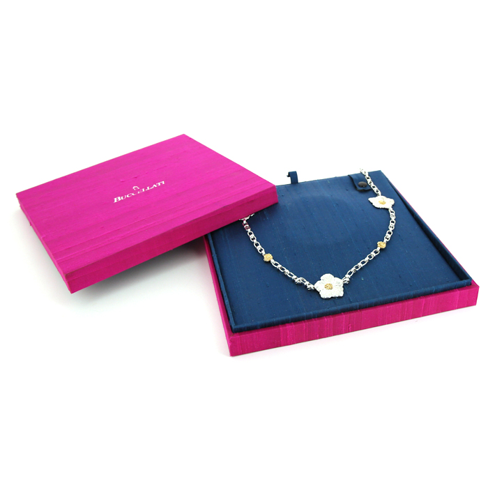 Buccellati Blossom Gardenia long necklace in silver and yellow gold - Detail D2