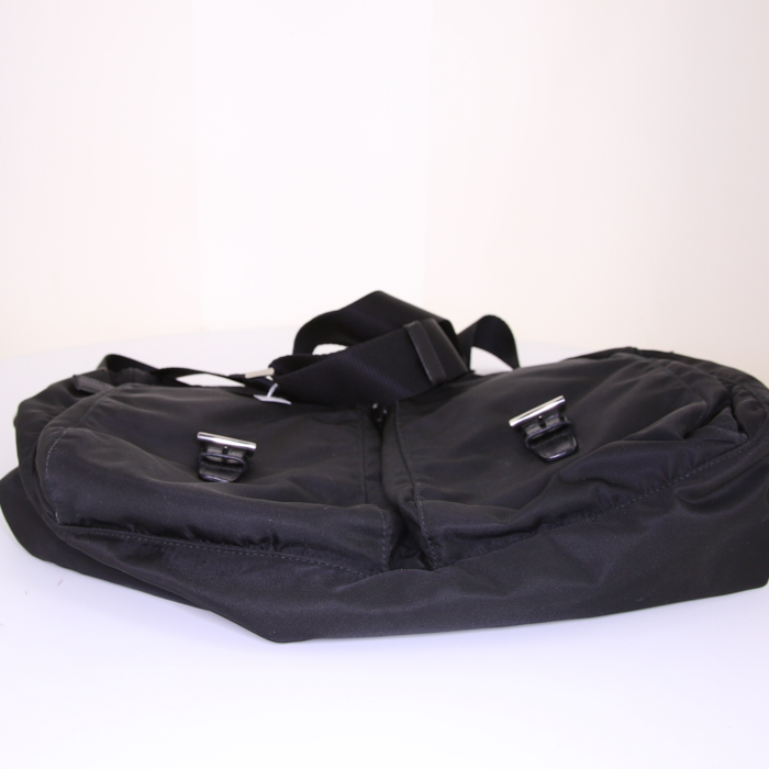 Borsa a tracolla Prada Nylon in tela nera e pelle nera - Detail D4