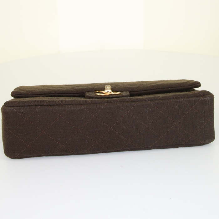 Borsa Chanel Vintage in jersey trapuntato marrone - Detail D5