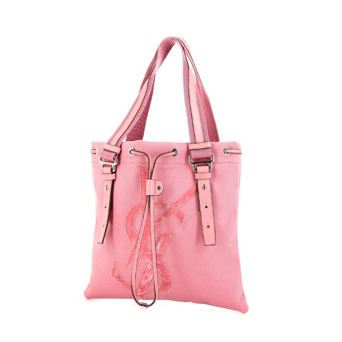 Sac cabas Saint Laurent en toile rose et cuir rose